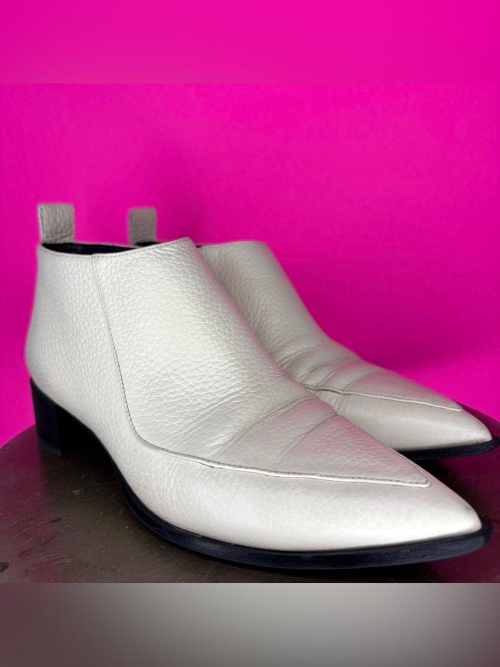 Everlane The Boss Cream Leather Pointed Toe Bootie US 7